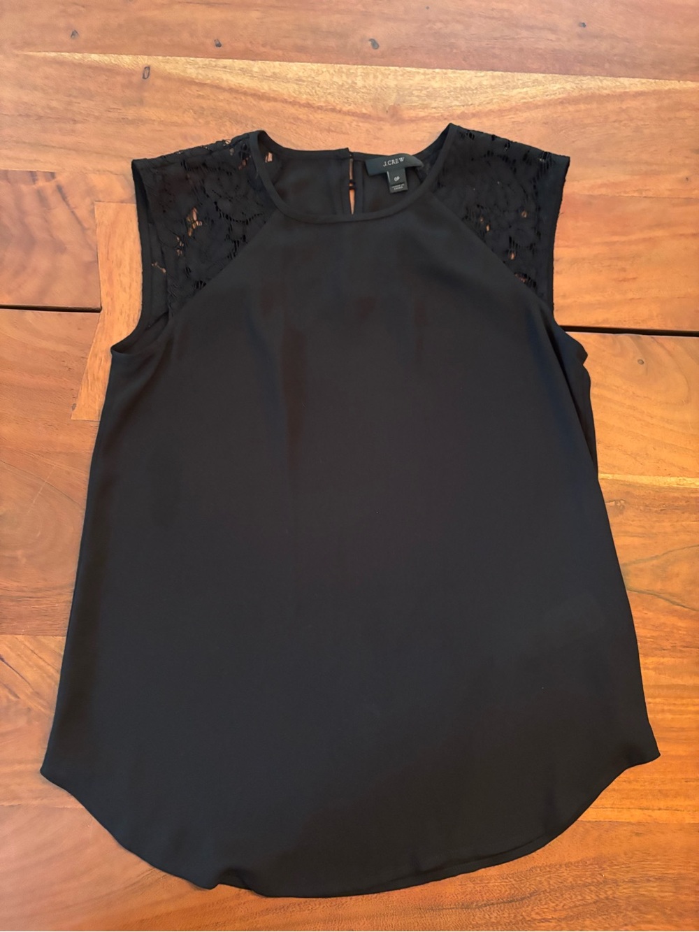 J. Crew Black Lace-Yoke Sleeveless Camisole